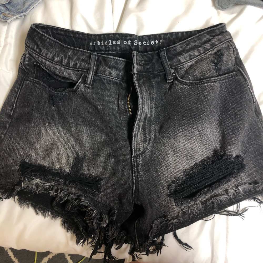 Articles of Society Distressed Black Shorts